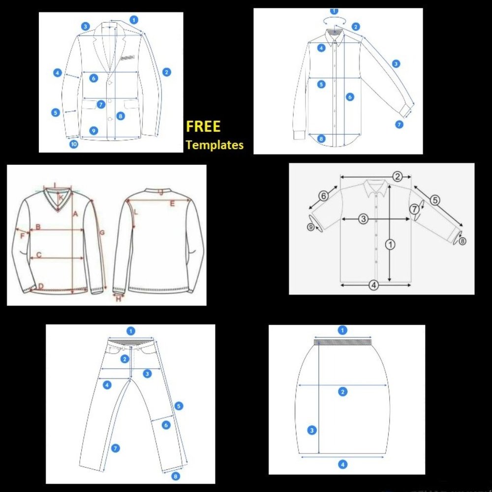 FREE  TEMPLATES - for Clothing MEASUREMENTS